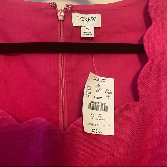 NWT J Crew scalloped basketweave pink dress - Picture 8 of 8